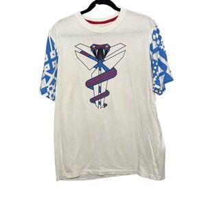 Nike Mens White Blue Kobe Bryant LA Lakers MVP Mamba Snake Logo Graphic Tee XL